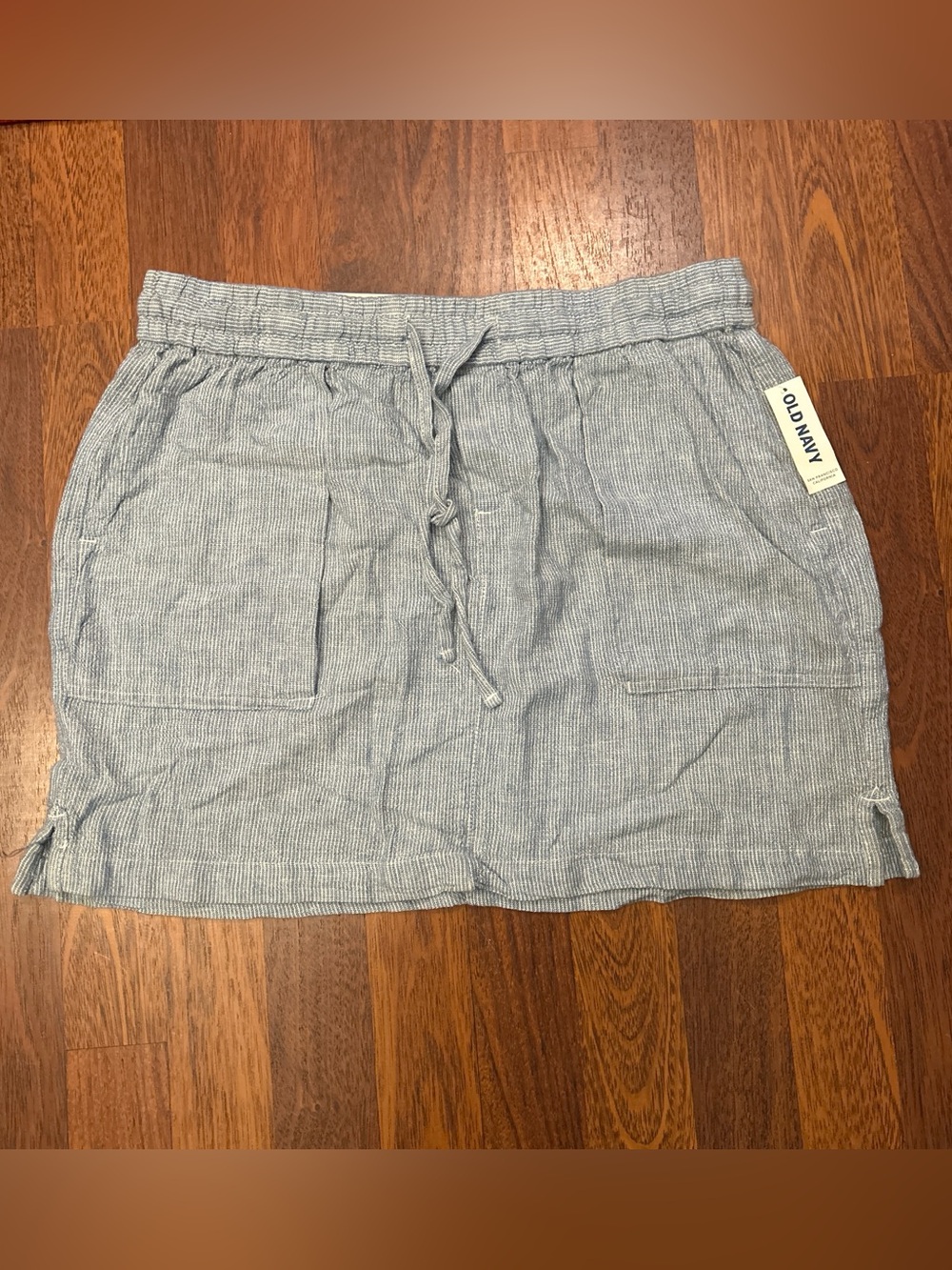 Old Navy Seersucker Blue Striped Jupe Mini Slirt Size Medium